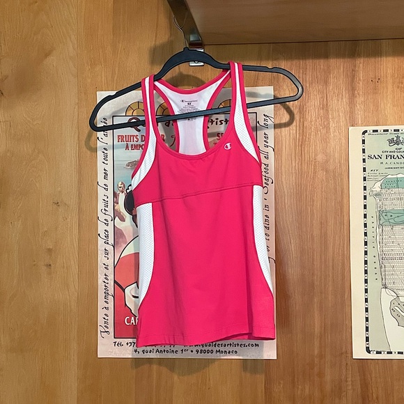 Champion - Pink & White Racerback Workout Tank with Built-in Bra Support - Picture 7 of 7